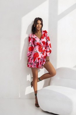 Sukienka Model Anna krótka 219842024 Red Flowers/Pink - LaBalancia - M/L