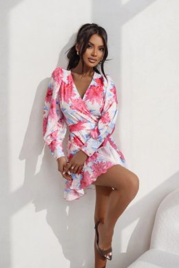 Sukienka Model Anna krótka 219850661 Pink/Blue Flowers - LaBalancia - M/L