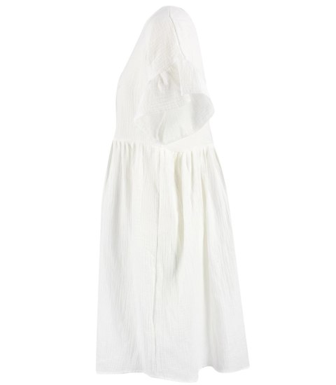 Muślinowa sukienka midi oversize z falbanką MARIA (Biały) Muślinowa sukienka midi oversize z falbanką MARIA (Biały)
