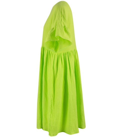 Muślinowa sukienka midi oversize z falbanką MARIA (Zielony)