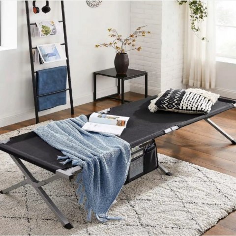 Touristenbett, Feldbett, Kanu 190 x 62cm faltbar mit Bezug, schwarz AR04CZ Touristenbett, Feldbett, Kanu 190 x 62cm faltbar mit Bezug, schwarz AR04CZ