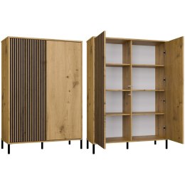 Witryna KAMARO 2DD SLIM/GŁADKI DĄB ARTISAN Lamele Front Ryflowany + Klasyczny