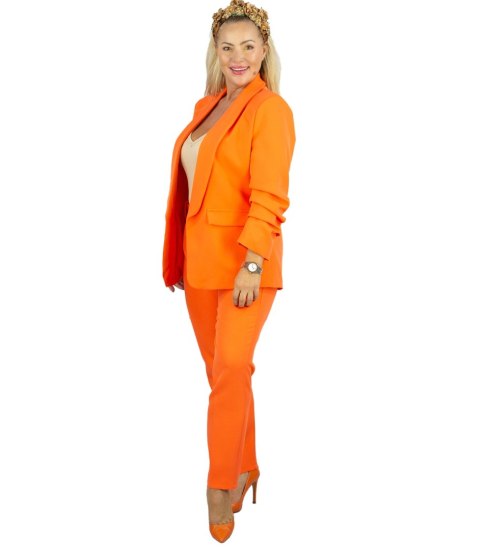 Elegancki komplet spodnie i marynarka klasyczny garnitur PAMELA (Pomarańczowy)