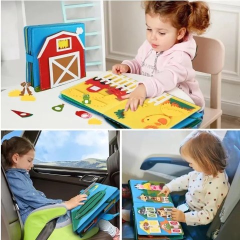 Książeczka filcowa odczepiane elementy tablica 3D domek farma JP-1001 Książeczka filcowa odczepiane elementy tablica 3D domek farma JP-1001