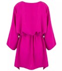 Piękna luźna sukienka mini asymetryczna (Różowy)