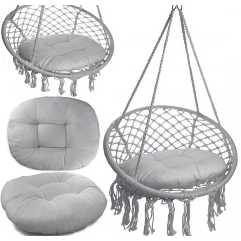 Storchennest Hängesessel Hängematte BOHO, Schaukel mit Kissen Grau KR33SZ Storchennest Hängesessel Hängematte BOHO, Schaukel mit Kissen Grau KR33SZ