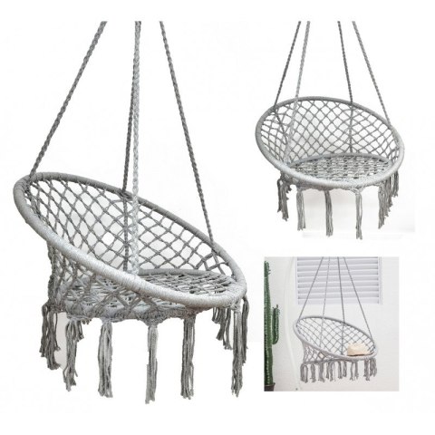 Storchennest Hängesessel Hängematte BOHO, Schaukel mit Kissen Grau KR33SZ Storchennest Hängesessel Hängematte BOHO, Schaukel mit Kissen Grau KR33SZ