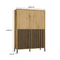 Witryna KAMARO 4DK SLIM/GŁADKI DĄB ARTISAN 4 Drzwi Lamele Front Ryflowany + Klasyczny