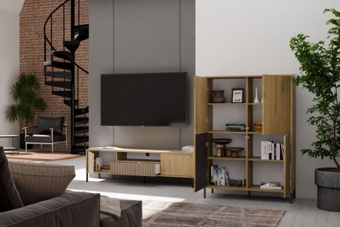 Witryna KAMARO 4DK SLIM/GŁADKI DĄB ARTISAN 4 Drzwi Lamele Front Ryflowany + Klasyczny Witryna KAMARO 4DK SLIM/GŁADKI DĄB ARTISAN 4 Drzwi Lamele Front Ryflowany + Klasyczny