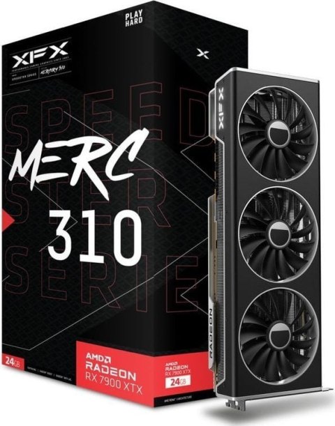 Karta graficzna XFX Radeon RX 7900 XTX Speedster MERC 310 Black Edition 24GB GDDR6 (RX-79XMERCB9) Karta graficzna XFX Radeon RX 7900 XTX Speedster MERC 310 Black Edition 24GB GDDR6 (RX-79XMERCB9)