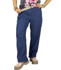 Szerokie cienkie jeansy oversize damskie spodnie TAMI (Granatowy)