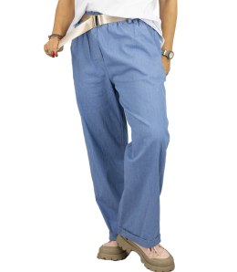 Szerokie cienkie jeansy oversize damskie spodnie TAMI (Niebieski)