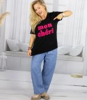 T-shit bluzka koszulka z napisem MON CHERI (Czarny) T-shit bluzka koszulka z napisem MON CHERI (Czarny)