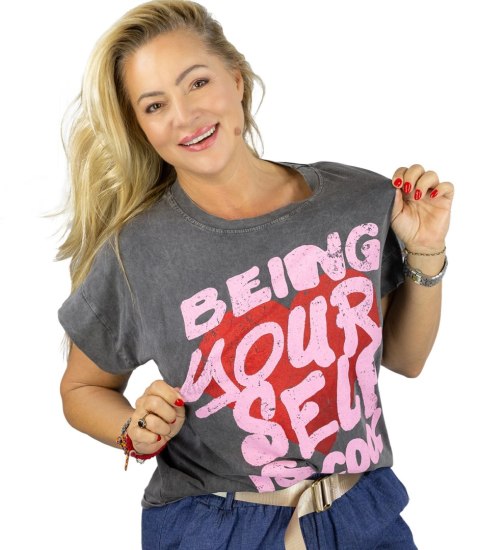T-shit bluzka koszulka z pozytywnym napisem BE YOURSELF (Szary)
