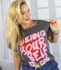 T-shit bluzka koszulka z pozytywnym napisem BE YOURSELF (Szary)