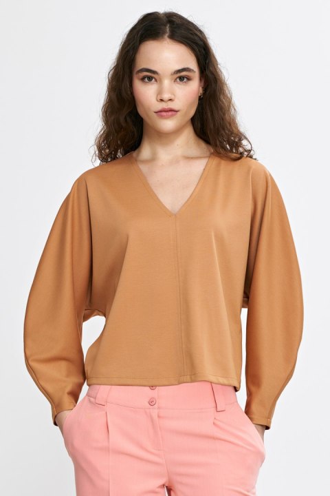 Bluzka oversize z balonowymi rękawami B192 Carmel - Nife - 40/42 Bluzka oversize z balonowymi rękawami B192 Carmel - Nife - 40/42