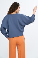 Bluzka oversize z balonowymi rękawami B192 Cobalt - Nife - 36/38 Bluzka oversize z balonowymi rękawami B192 Cobalt - Nife - 36/38