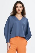Bluzka oversize z balonowymi rękawami B192 Cobalt - Nife - 36/38 Bluzka oversize z balonowymi rękawami B192 Cobalt - Nife - 36/38