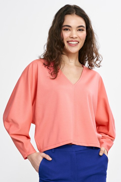 Bluzka oversize z balonowymi rękawami B192 Coral - Nife - 40/42 Bluzka oversize z balonowymi rękawami B192 Coral - Nife - 40/42