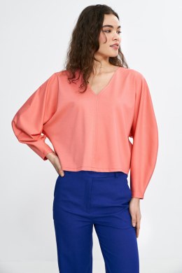 Bluzka oversize z balonowymi rękawami B192 Coral - Nife - 40/42
