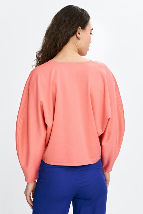 Bluzka oversize z balonowymi rękawami B192 Coral - Nife - 40/42 Bluzka oversize z balonowymi rękawami B192 Coral - Nife - 40/42