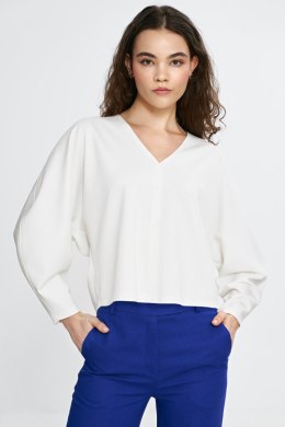 Bluzka oversize z balonowymi rękawami B192 Ecru - Nife - 40/42