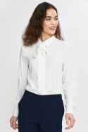 Bluzka z szarfą pod szyją B190 Ecru - Nife - 36 Bluzka z szarfą pod szyją B190 Ecru - Nife - 36