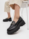 Damskie Mokasyny CARLA BLACK - Klasyczna Elegancja z Wyrazistym Detalem - 37