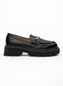 Damskie Mokasyny CARLA BLACK - Klasyczna Elegancja z Wyrazistym Detalem - 37