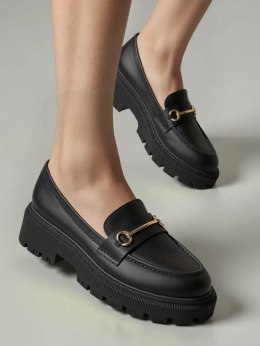 Damskie Mokasyny CARLA BLACK - Klasyczna Elegancja z Wyrazistym Detalem - 39
