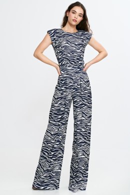 Kombinezon z nogawkami palazzo KM43 Wzór Zebra/Navy - Nife - 40