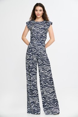 Kombinezon z nogawkami palazzo KM43 Wzór Zebra/Navy - Nife - 40