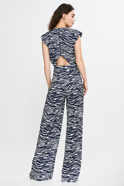 Kombinezon z nogawkami palazzo KM43 Wzór Zebra/Navy - Nife - 40 Kombinezon z nogawkami palazzo KM43 Wzór Zebra/Navy - Nife - 40