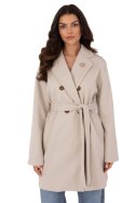 Płaszcz Damski Model TW-PL-BI-28987.85 Light Beige - Och Bella - L Płaszcz Damski Model TW-PL-BI-28987.85 Light Beige - Och Bella - L