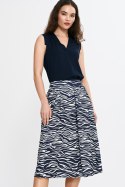 Spódnica midi z zakładkami SP83 Wzór Zebra/Navy - Nife - 36 Spódnica midi z zakładkami SP83 Wzór Zebra/Navy - Nife - 36