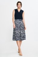 Spódnica midi z zakładkami SP83 Wzór Zebra/Navy - Nife - 38 Spódnica midi z zakładkami SP83 Wzór Zebra/Navy - Nife - 38
