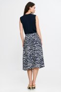 Spódnica midi z zakładkami SP83 Wzór Zebra/Navy - Nife - 38 Spódnica midi z zakładkami SP83 Wzór Zebra/Navy - Nife - 38