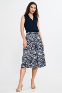 Spódnica midi z zakładkami SP83 Wzór Zebra/Navy - Nife - 38 Spódnica midi z zakładkami SP83 Wzór Zebra/Navy - Nife - 38
