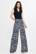 Spodnie palazzo SD115 Wzór Zebra/Navy - Nife - 42 Spodnie palazzo SD115 Wzór Zebra/Navy - Nife - 42