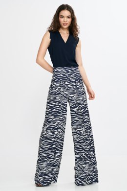 Spodnie palazzo SD115 Wzór Zebra/Navy - Nife - 42