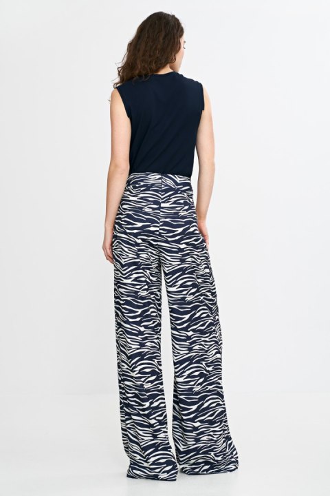 Spodnie palazzo SD115 Wzór Zebra/Navy - Nife - 42 Spodnie palazzo SD115 Wzór Zebra/Navy - Nife - 42