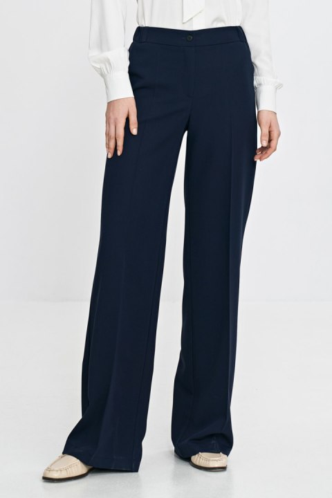 Spodnie wide leg z gumą w pasie SD113 Navy - Nife - 40 Spodnie wide leg z gumą w pasie SD113 Navy - Nife - 40