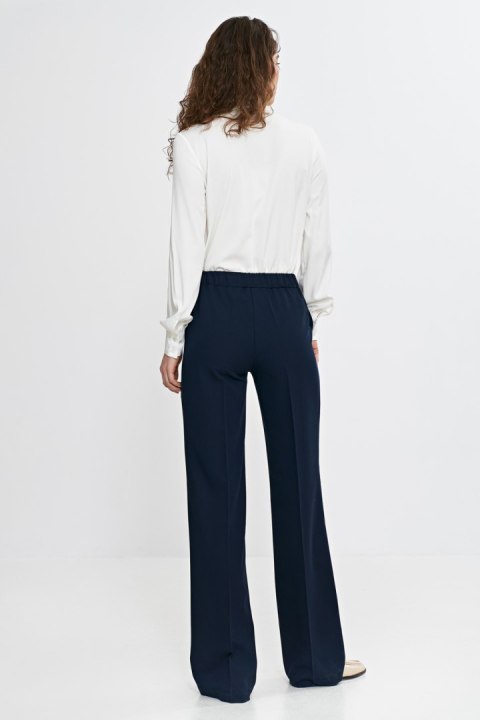 Spodnie wide leg z gumą w pasie SD113 Navy - Nife - 40 Spodnie wide leg z gumą w pasie SD113 Navy - Nife - 40