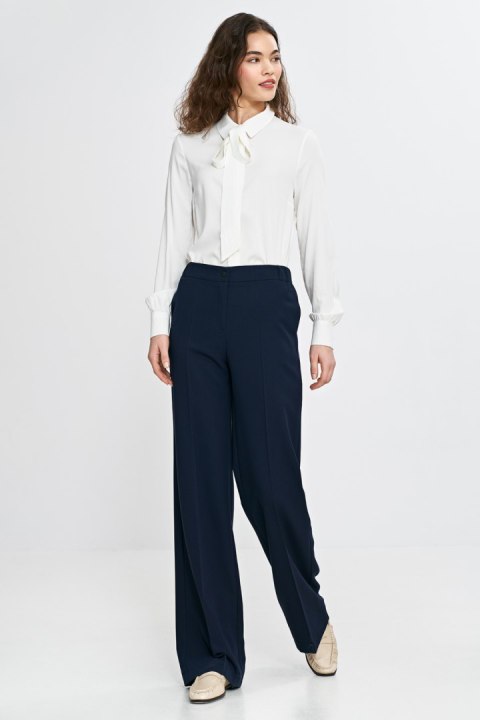 Spodnie wide leg z gumą w pasie SD113 Navy - Nife - 40 Spodnie wide leg z gumą w pasie SD113 Navy - Nife - 40