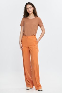 Spodnie wide leg z gumą w pasie SD113 Orange - Nife - 40