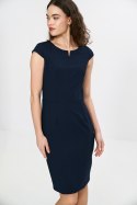 Sukienka Ołówkowa sukienka z rozcięciem na dekolcie S268 Navy - Nife - 36 Sukienka Ołówkowa sukienka z rozcięciem na dekolcie S268 Navy - Nife - 36