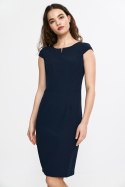 Sukienka Ołówkowa sukienka z rozcięciem na dekolcie S268 Navy - Nife - 38 Sukienka Ołówkowa sukienka z rozcięciem na dekolcie S268 Navy - Nife - 38