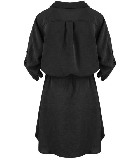 Sukienka szmizjerka basic tunika midi plus size MARIBEL (Czarny)