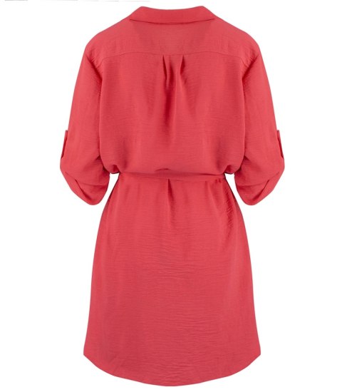 Sukienka szmizjerka basic tunika midi plus size MARIBEL (Czerwony) Sukienka szmizjerka basic tunika midi plus size MARIBEL (Czerwony)