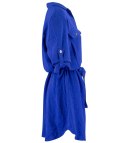 Sukienka szmizjerka basic tunika midi plus size MARIBEL (Niebieski)